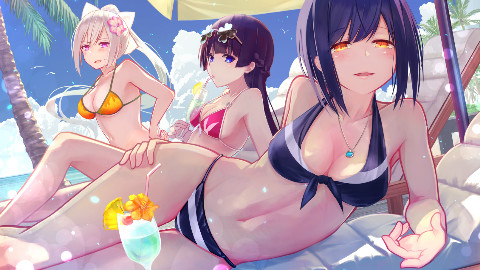 海滩 美女~海风拂面